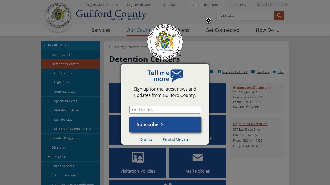 Detention Centers | Guilford County, NC